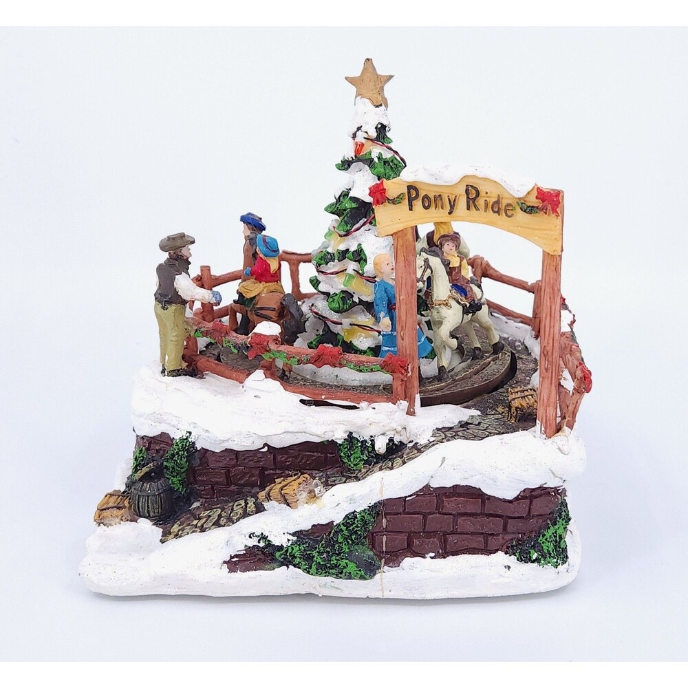 Vtg Holiday Time Cowboy Christmas Pony Ride Animated Lighted Boxed Works